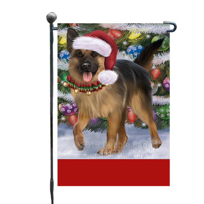 Personalized Trotting in the Snow German Shepherd Dog Custom Garden Flags GFLG-DOTD-A60732