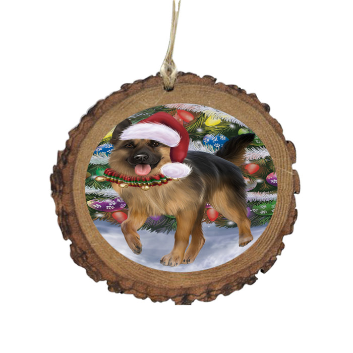 Trotting in the Snow German Shepher Dog Wooden Christmas Ornament WOR49443