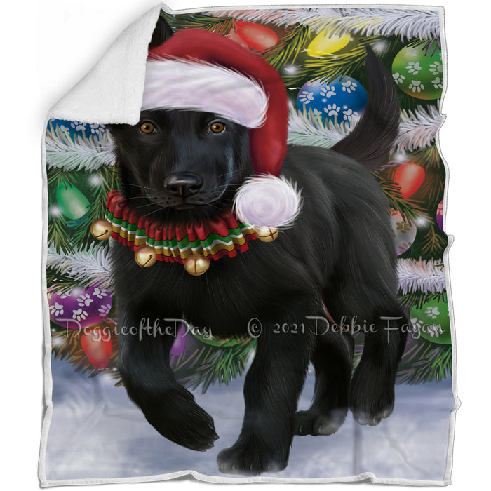 Trotting in the Snow German Shepher Dog Blanket BLNKT109695