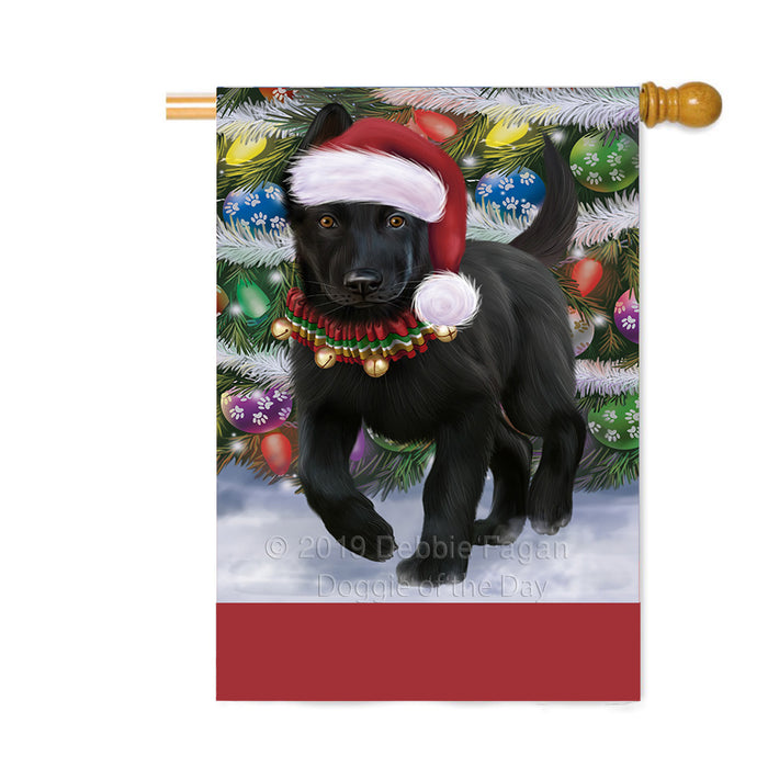 Personalized Trotting in the Snow German Shepherd Dog Custom House Flag FLG-DOTD-A60789