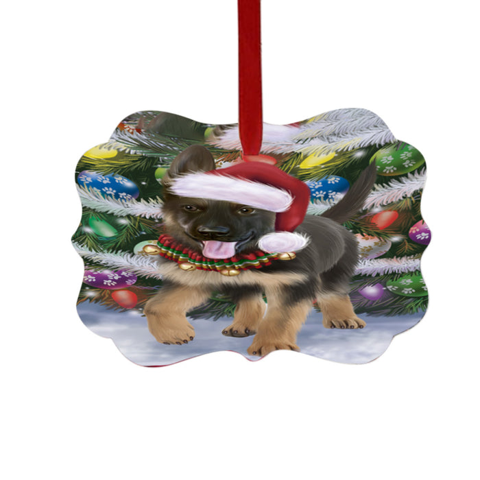 Trotting in the Snow German Shepher Dog Double-Sided Photo Benelux Christmas Ornament LOR49445