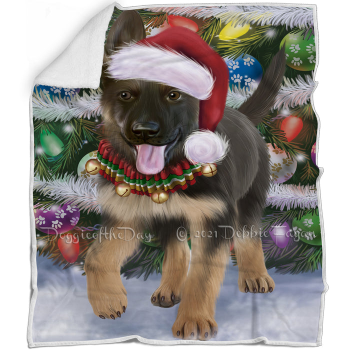 Trotting in the Snow German Shepher Dog Blanket BLNKT109704