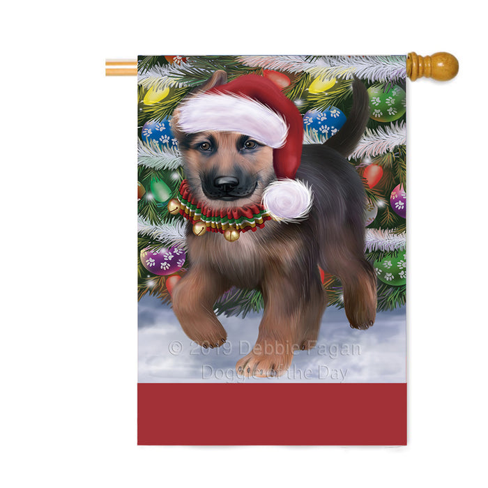 Personalized Trotting in the Snow German Shepherd Dog Custom House Flag FLG-DOTD-A60790