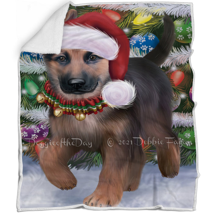 Trotting in the Snow German Shepher Dog Blanket BLNKT109713