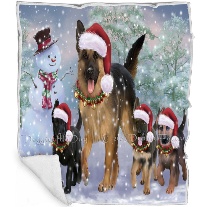 Christmas Running Family Dogs German Shepherds Dog Blanket BLNKT105339