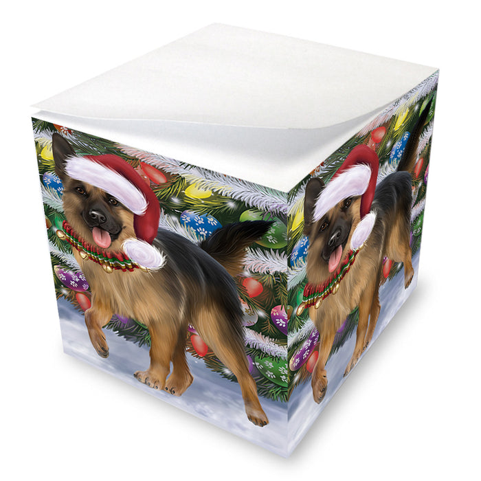 Trotting in the Snow German Shepher Dog Note Cube NOC56223