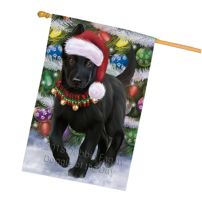 Trotting in the Snow German Shepher Dog House Flag FLG54904