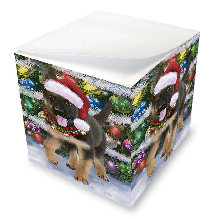 Trotting in the Snow German Shepher Dog Note Cube NOC56225