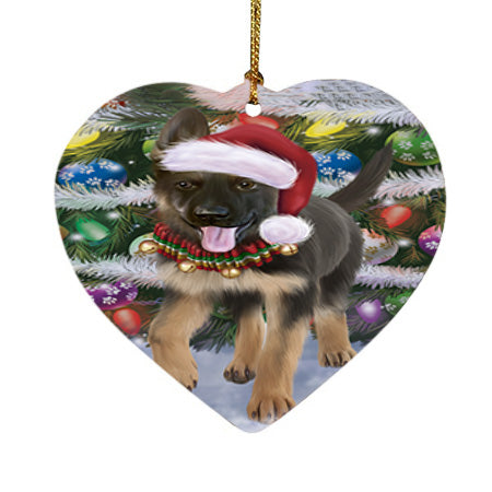 Trotting in the Snow German Shepher Dog Heart Christmas Ornament HPOR54707