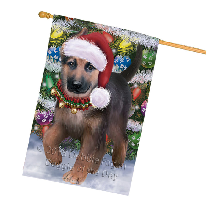 Trotting in the Snow German Shepher Dog House Flag FLG54906