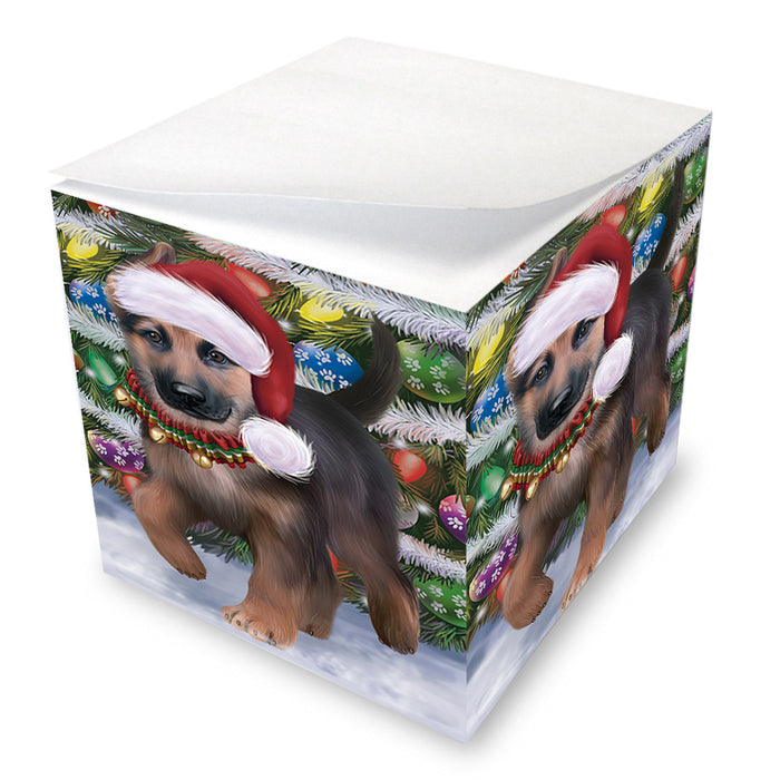 Trotting in the Snow German Shepher Dog Note Cube NOC56226