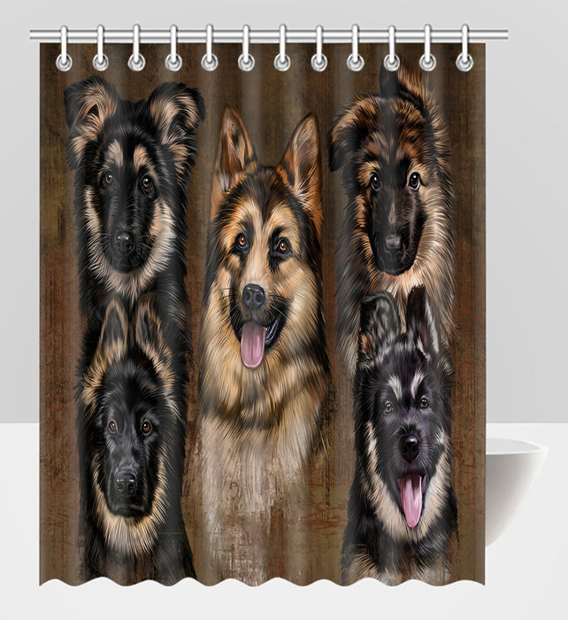 Rustic German Shepherd Dogs Shower Curtain