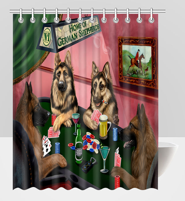 Home of  German Shepherd Dogs Playing Poker Shower Curtain