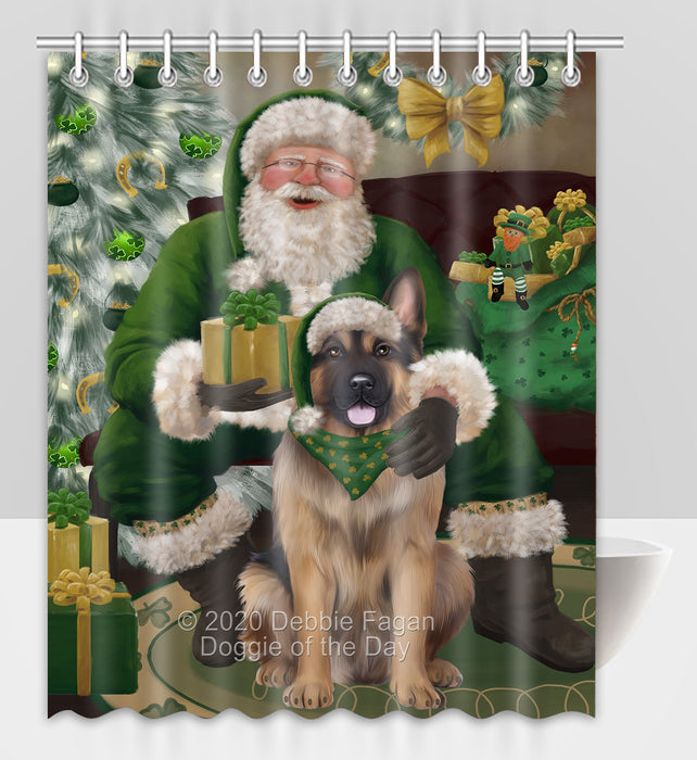 Christmas Irish Santa with Gift and German Shepherd Dog Shower Curtain Bathroom Accessories Decor Bath Tub Screens SC137