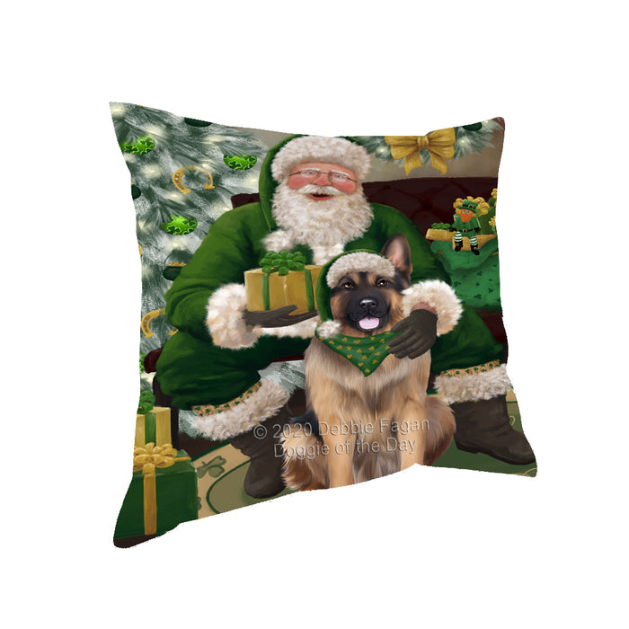 Christmas Irish Santa with Gift and French Bulldog Pillow PIL86788