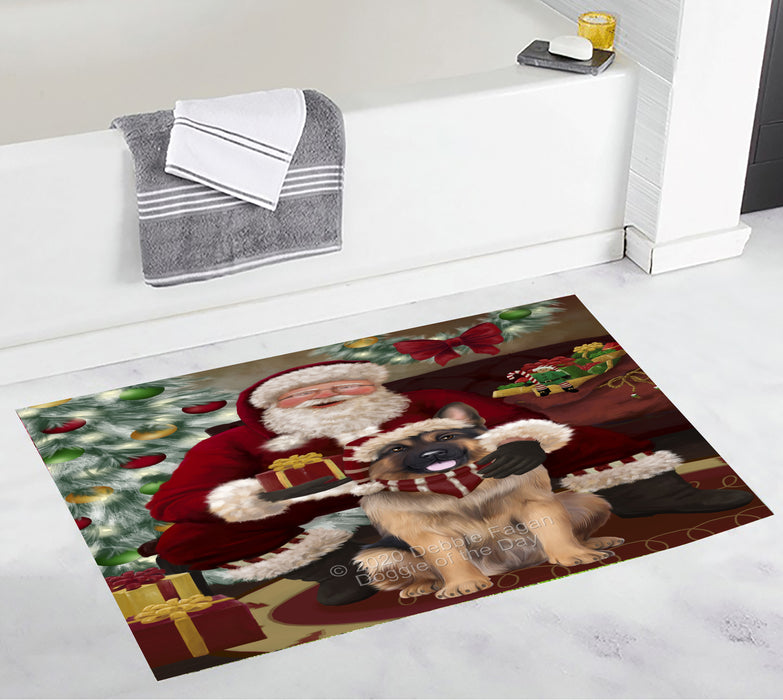 Santa's Christmas Surprise German Shepherd Dog Bathroom Rugs with Non Slip Soft Bath Mat for Tub BRUG55486