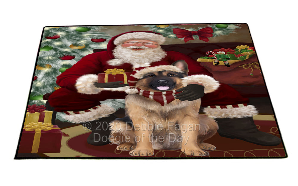 Santa's Christmas Surprise German Shepherd Dog Indoor/Outdoor Welcome Floormat - Premium Quality Washable Anti-Slip Doormat Rug FLMS57448