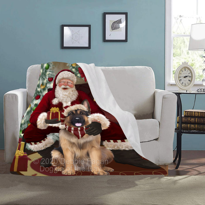 Santa's Christmas Surprise German Shepherd Dog Blanket BLNKT142213