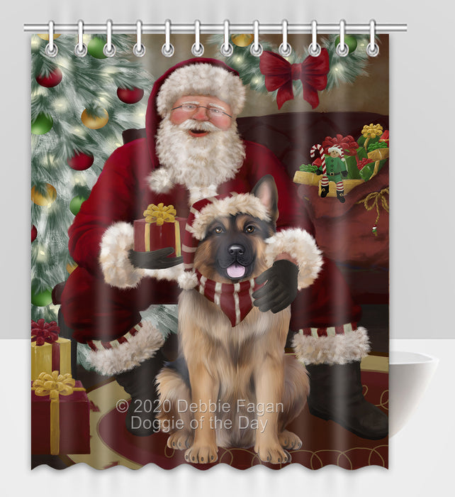 Santa's Christmas Surprise German Shepherd Dog Shower Curtain Bathroom Accessories Decor Bath Tub Screens SC235