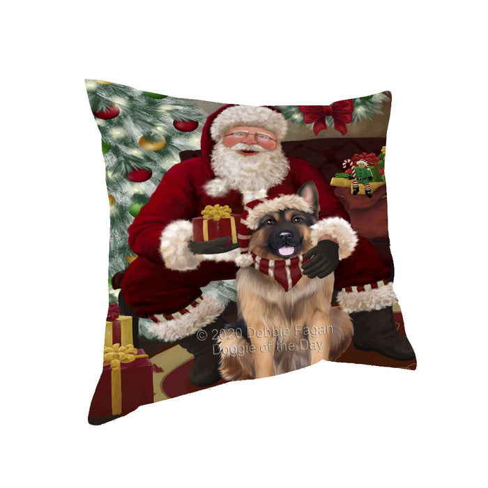 Santa's Christmas Surprise German Shepherd Dog Pillow PIL87184