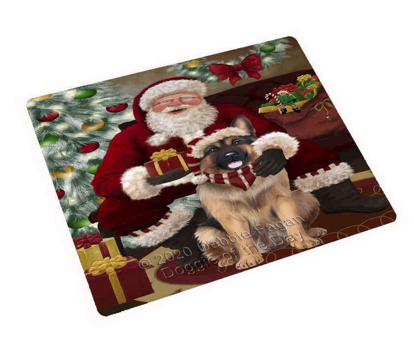 Santa's Christmas Surprise German Shepherd Dog Cutting Board - Easy Grip Non-Slip Dishwasher Safe Chopping Board Vegetables C78628