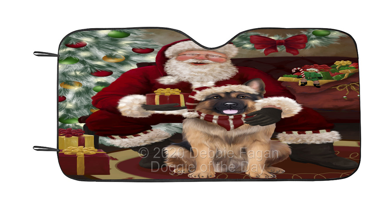 Santa's Christmas Surprise German Shepherd Dog Car Sun Shade Cover Curtain