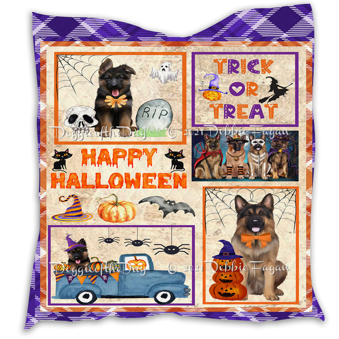 Happy Halloween Trick or Treat Pumpkin German Shepherd Dogs Lightweight Soft Bedspread Coverlet Bedding Quilt QUILT60901