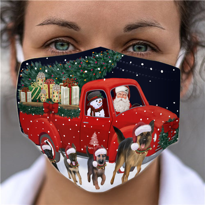 Christmas Express Delivery Red Truck Running German Shepherd Dogs Face Mask FM49870