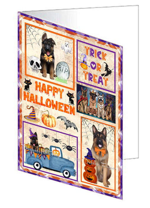 Happy Halloween Trick or Treat German Shepherd Dogs Handmade Artwork Assorted Pets Greeting Cards and Note Cards with Envelopes for All Occasions and Holiday Seasons GCD76499