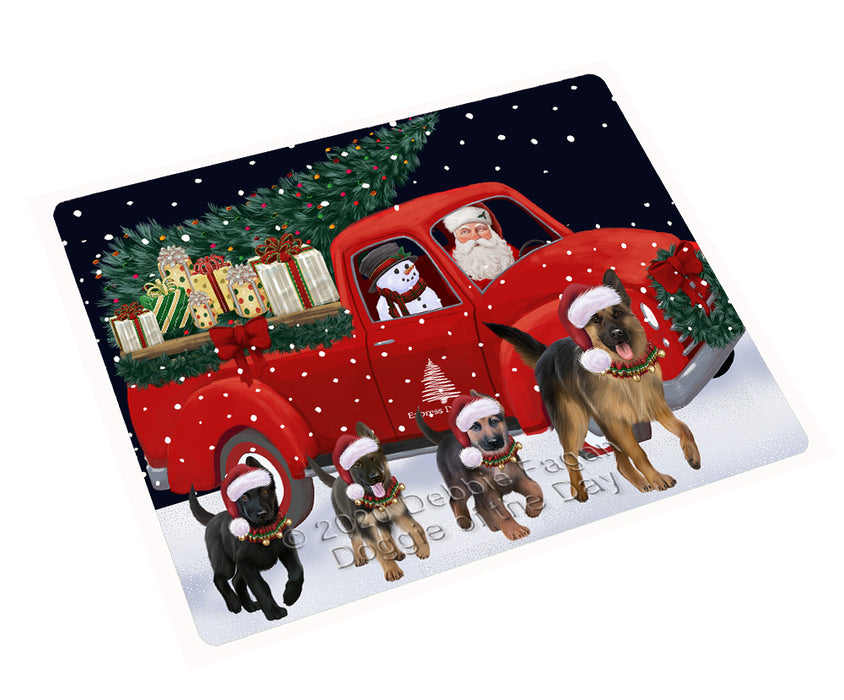 Christmas Express Delivery Red Truck Running German Shepherd Dogs Cutting Board - Easy Grip Non-Slip Dishwasher Safe Chopping Board Vegetables C77806