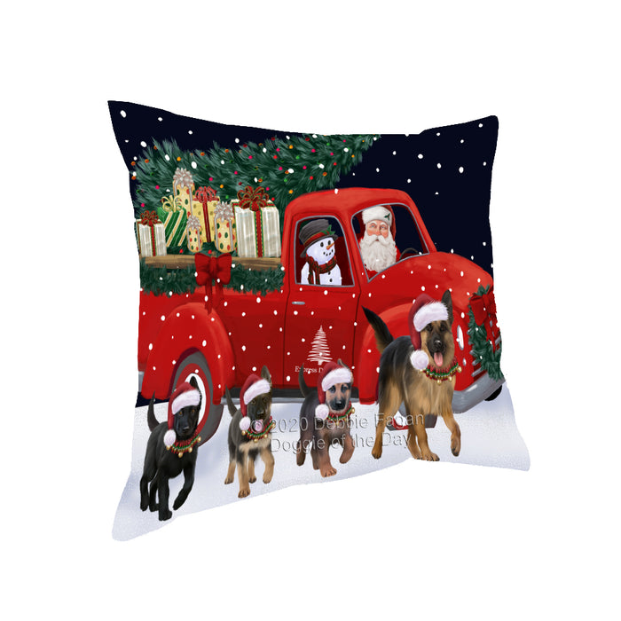 Christmas Express Delivery Red Truck Running German Shepherd Dogs Pillow PIL86088