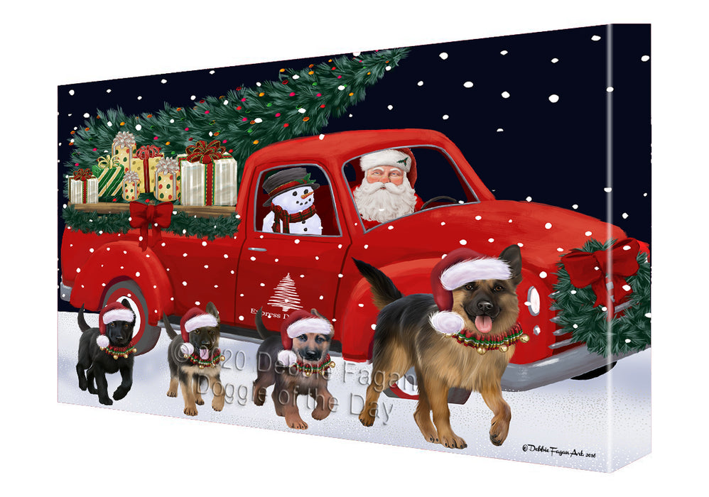 Christmas Express Delivery Red Truck Running German Shepherd Dogs Canvas Print Wall Art Décor CVS146105