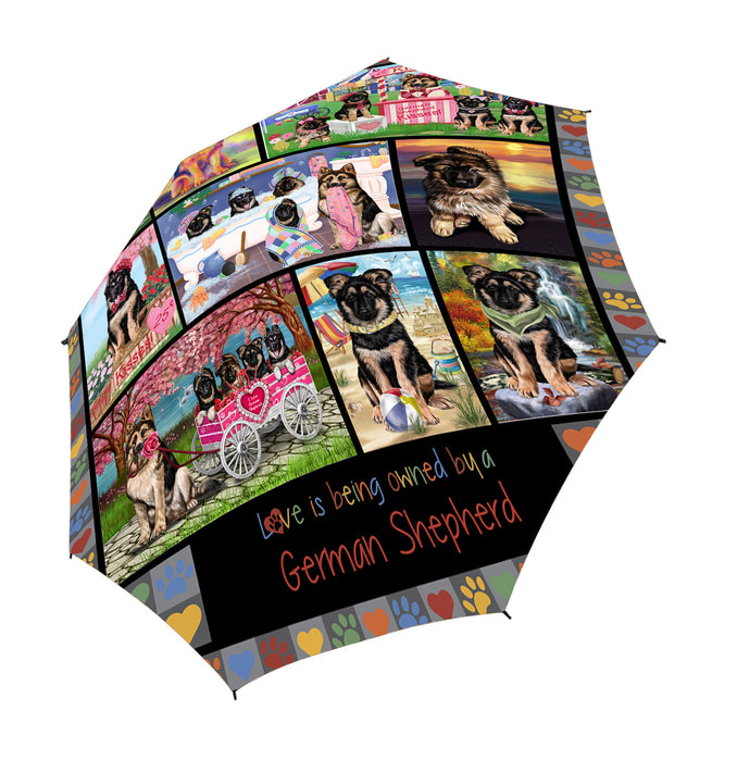 Love is Being Owned German Shepherd Dog Grey Semi-Automatic Foldable Umbrella