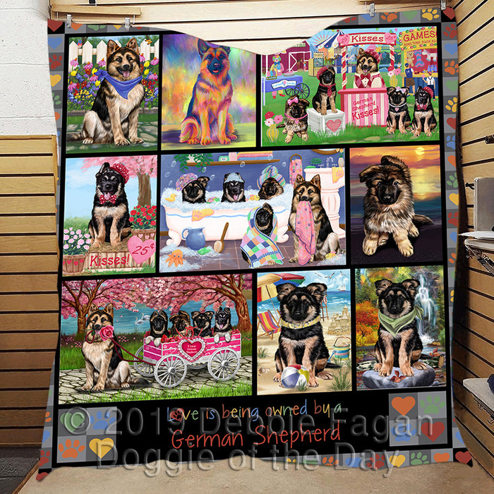 Love is Being Owned German Shepherd Dog Grey Quilt