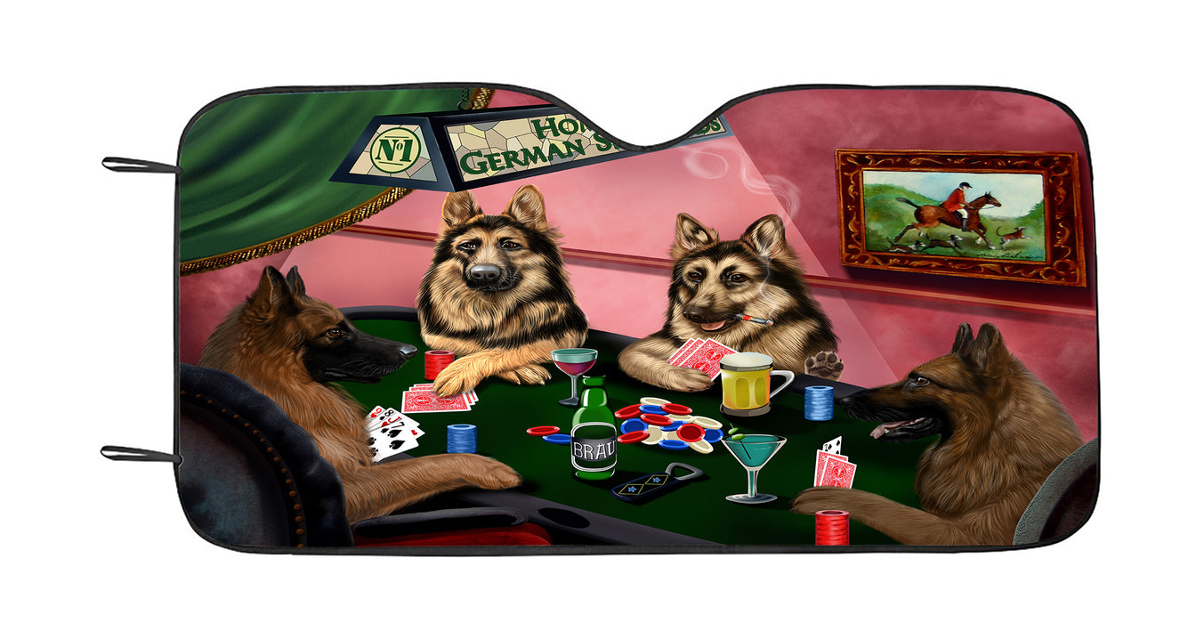 Home of  German Shepherd Dogs Playing Poker Car Sun Shade