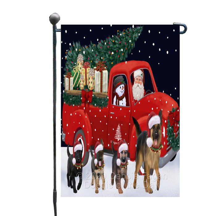 Christmas Express Delivery Red Truck Running German Shepherd Dogs Garden Flag GFLG66467