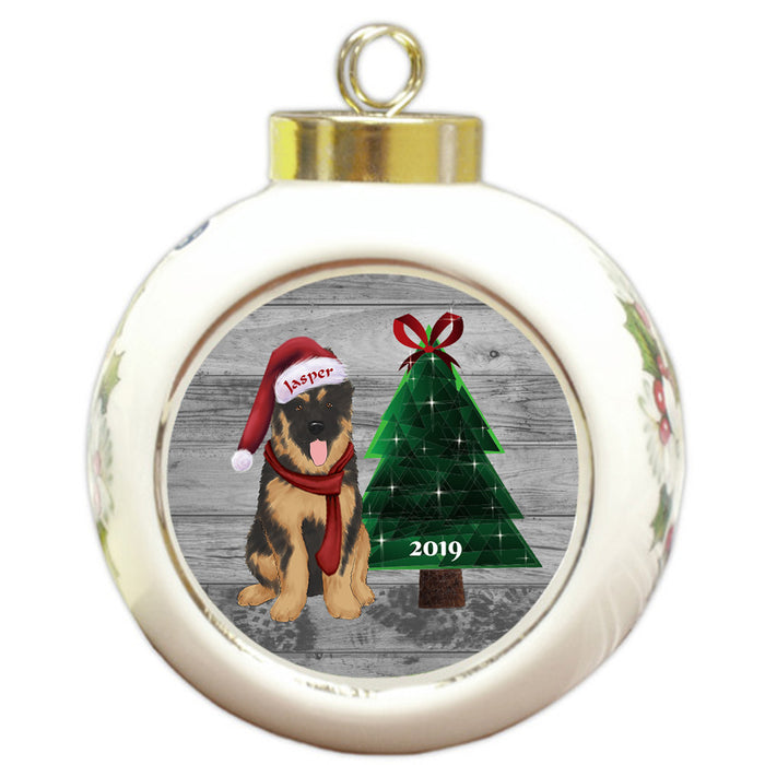 Custom Personalized German Shepherd Dog Glassy Classy Christmas Round Ball Ornament
