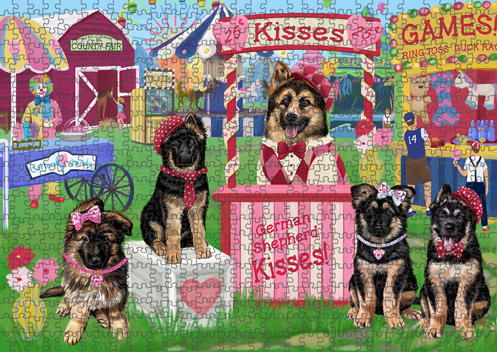 Carnival Kissing Booth German Shepherds Dog Puzzle with Photo Tin PUZL91540