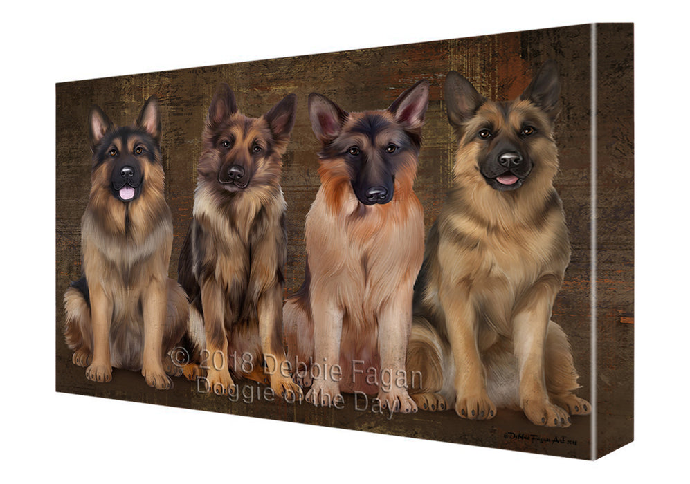 Rustic 4 German Shepherds Dog Canvas Wall Art CVS61788