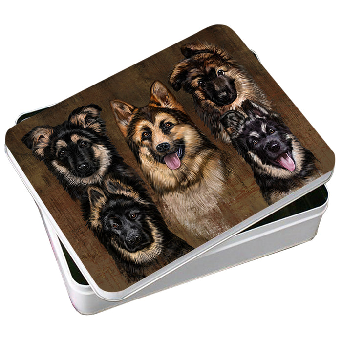 Rustic 5 German Shepherds Dog Photo Storage Tin PITN49460