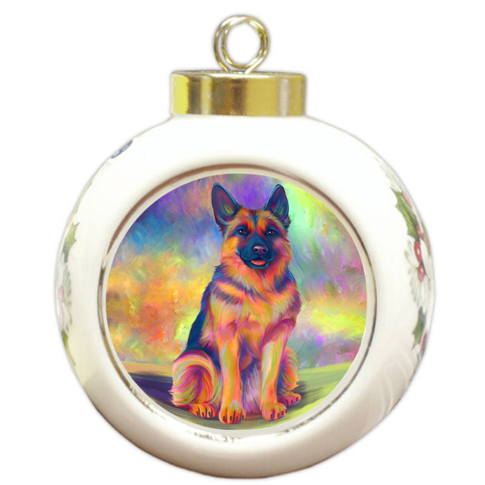 Paradise Wave German Shepherd Dog Round Ball Christmas Ornament RBPOR56426