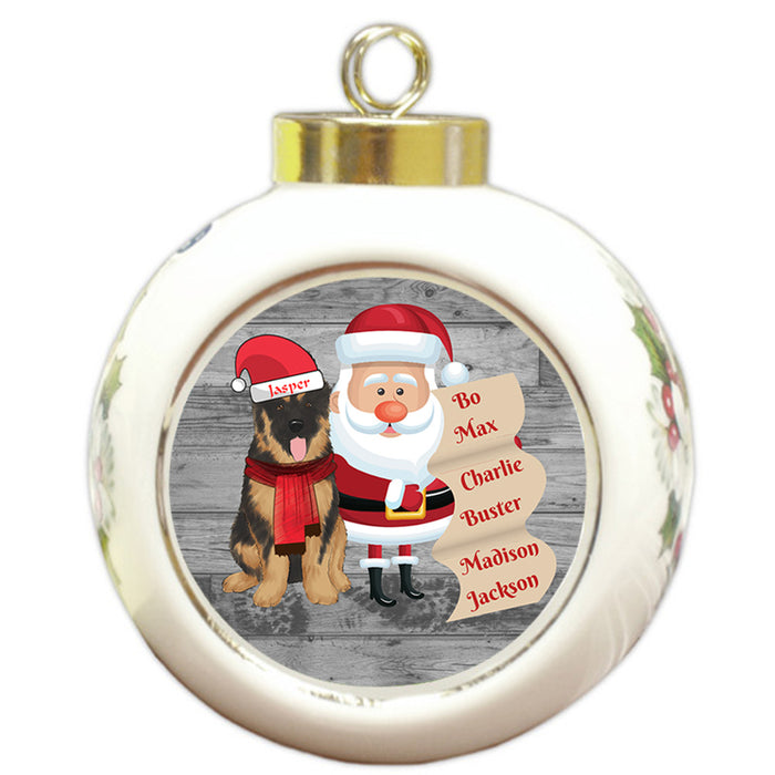 Custom Personalized Santa with German Shepherd Dog Christmas Round Ball Ornament