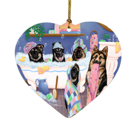 Rub A Dub Dogs In A Tub German Shepherds Dog Heart Christmas Ornament HPOR57145