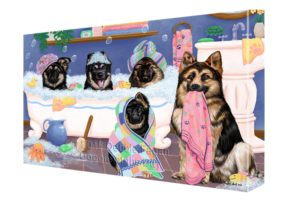 Rub A Dub Dogs In A Tub German Shepherds Dog Canvas Print Wall Art Décor CVS133325