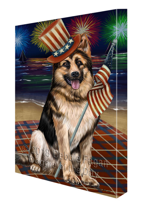 4th of July Independence Day Firework German Shepherd Dog Canvas Wall Art CVS55767