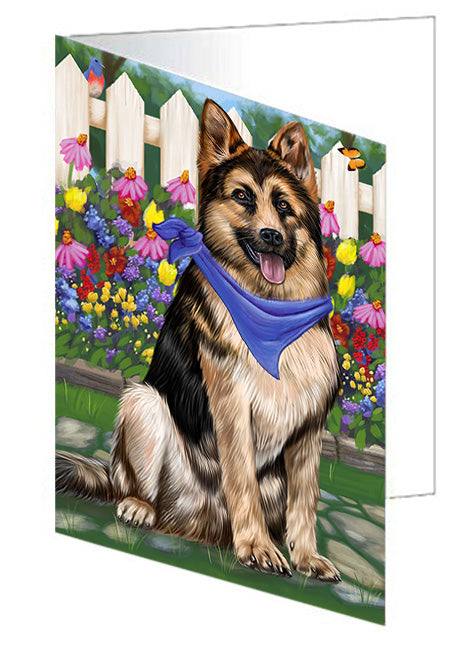 Spring Floral German Shepherd Dog Handmade Artwork Assorted Pets Greeting Cards and Note Cards with Envelopes for All Occasions and Holiday Seasons GCD53663
