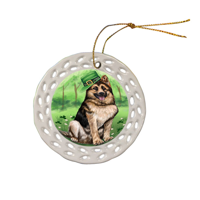 St. Patricks Day Irish Portrait German Shepherd Dog Ceramic Doily Ornament DPOR48803
