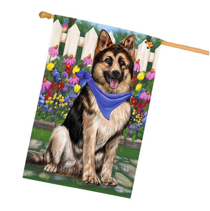 Spring Floral German Shepherd Dog House Flag FLG49843