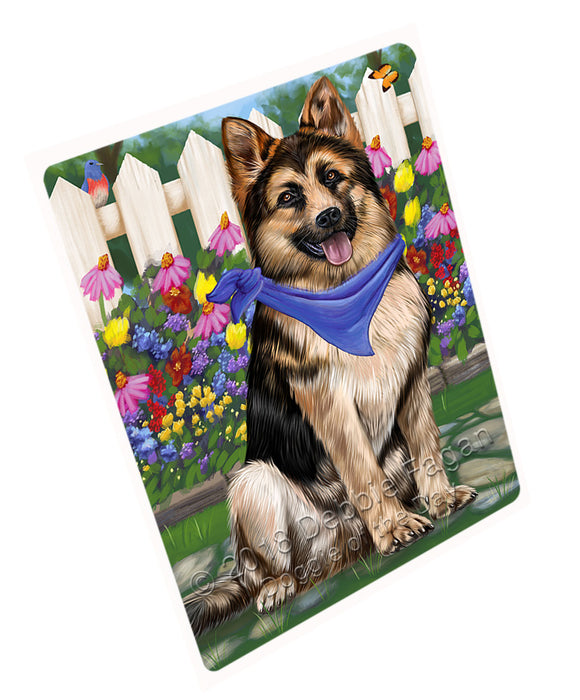 Spring Floral German Shepherd Dog Tempered Cutting Board C53502