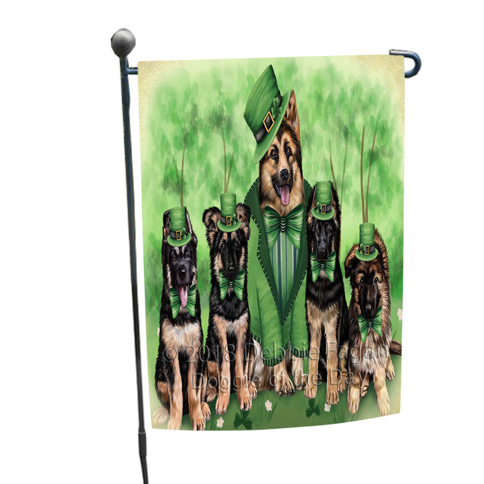 St. Patricks Day Irish Family Portrait German Shepherds Dog Garden Flag GFLG48713